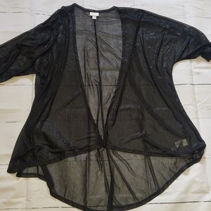 Lularoe Lindsey Kimono sheer black print w/stretch